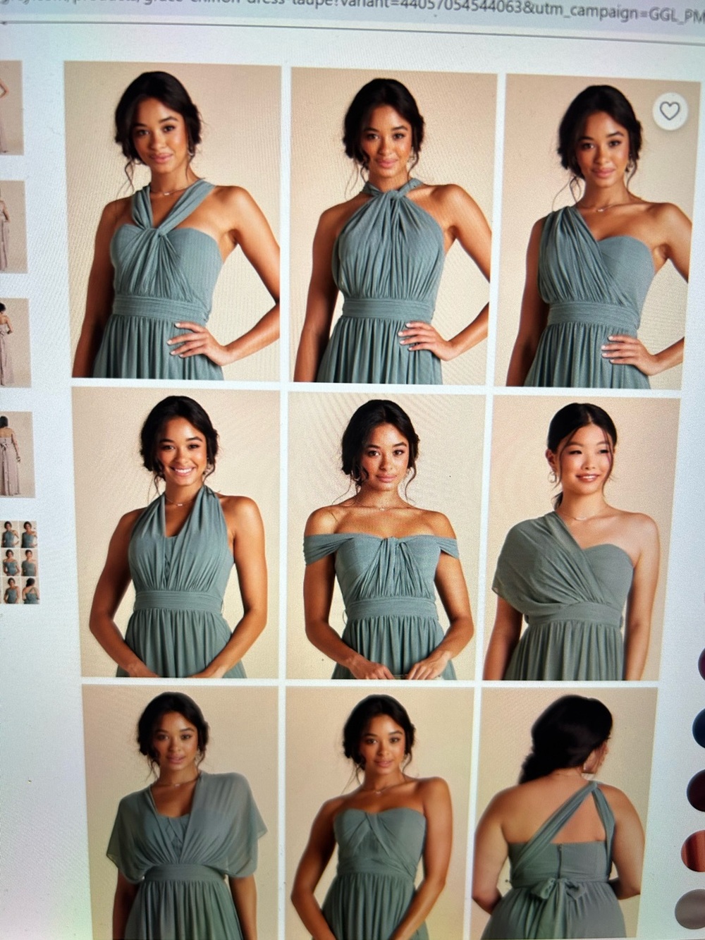 Birdy Grey Grace convertible Maxi Dress in Taupe - Elegant Evening Gown Large - Picture 16 of 16